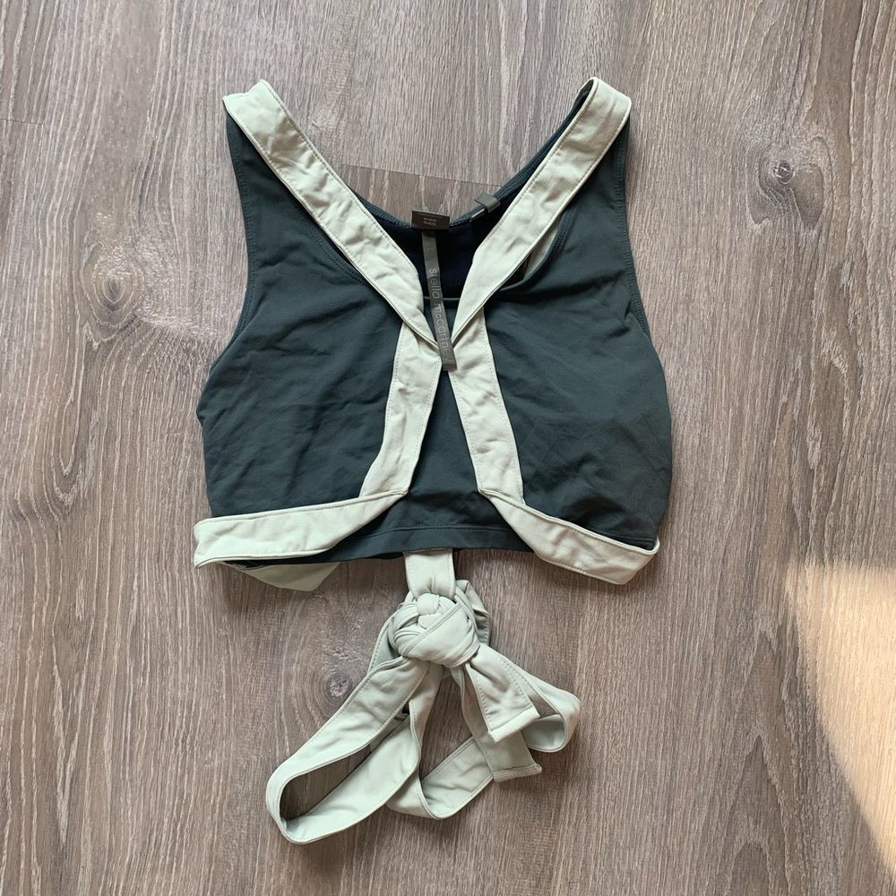Adidas by Stella McCartney Black and Beige Wrap Sports Bra